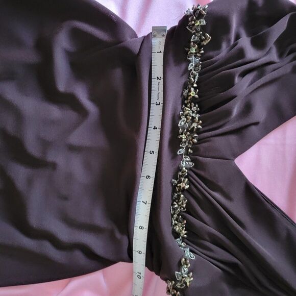 * DAVID MEISTER V NECK DESIGNER DARK BROWN DRESS - Picture 3 of 11